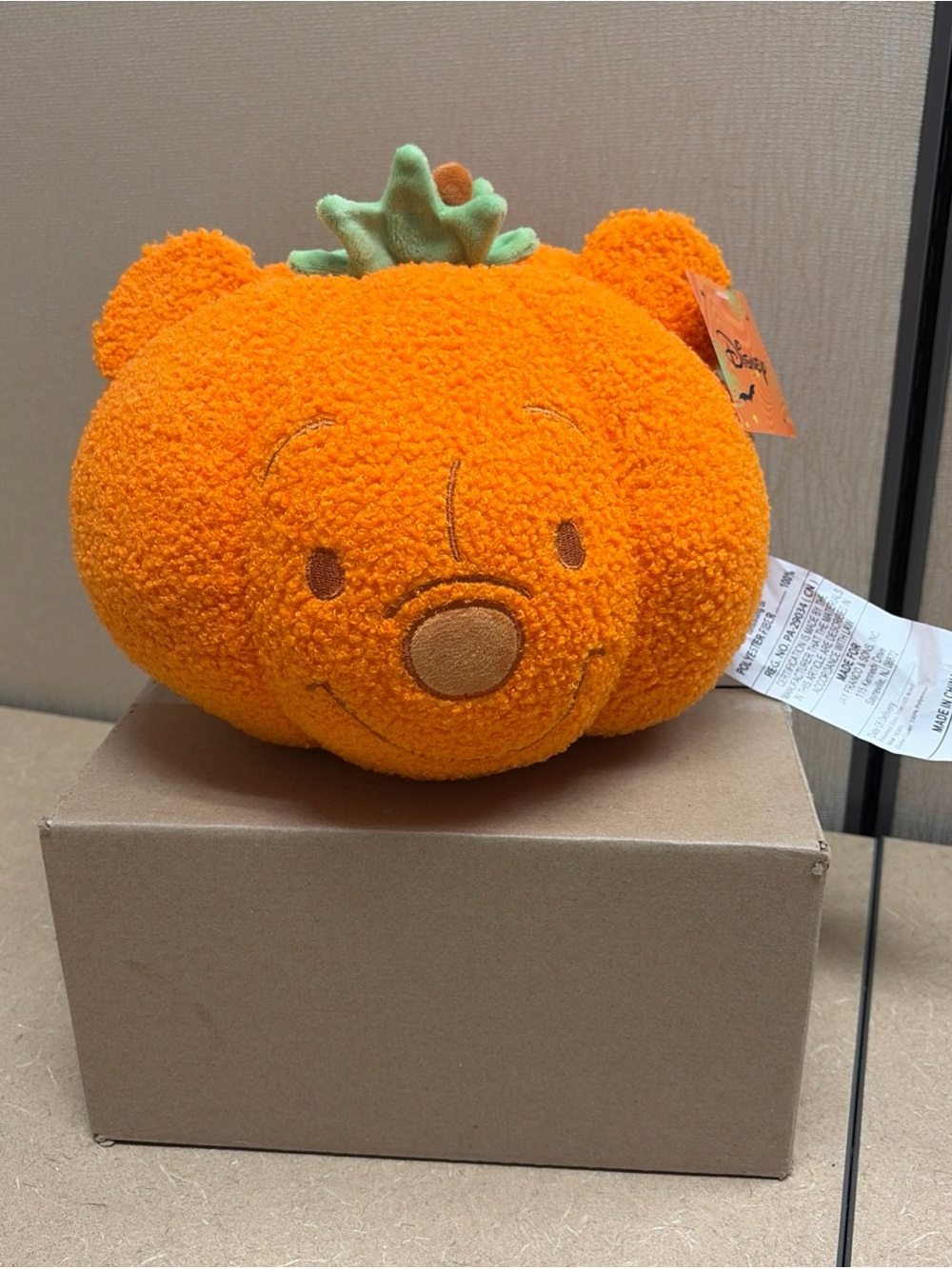 Disney Winnie the Pooh Pumpkin Plush Accent Pillow with Green Stem NWT